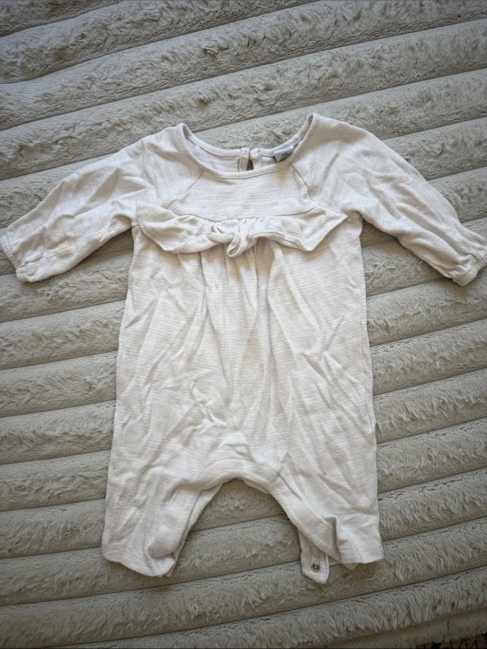 Old Navy Cream Baby One-Piece Romper with Front Ruffle